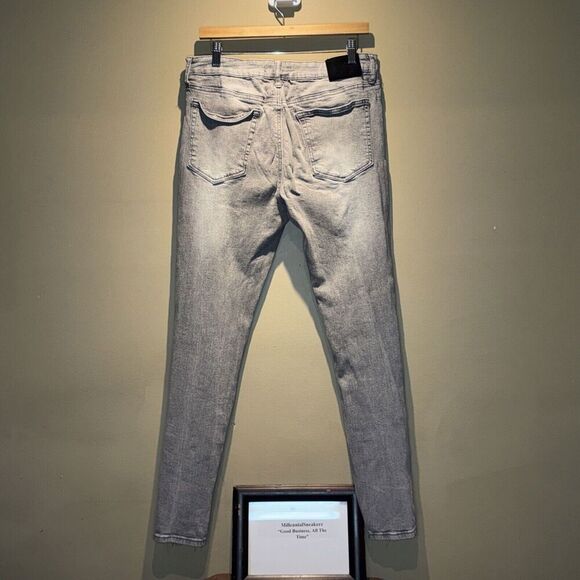 Forever 21 Grey Distressed Denim Jeans Men Size 36 Skinny - Picture 2 of 3